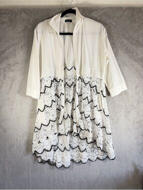 Dor Dor Couture Ladies Cream Crochet Lace Tunic Cardigan (no size tag) M